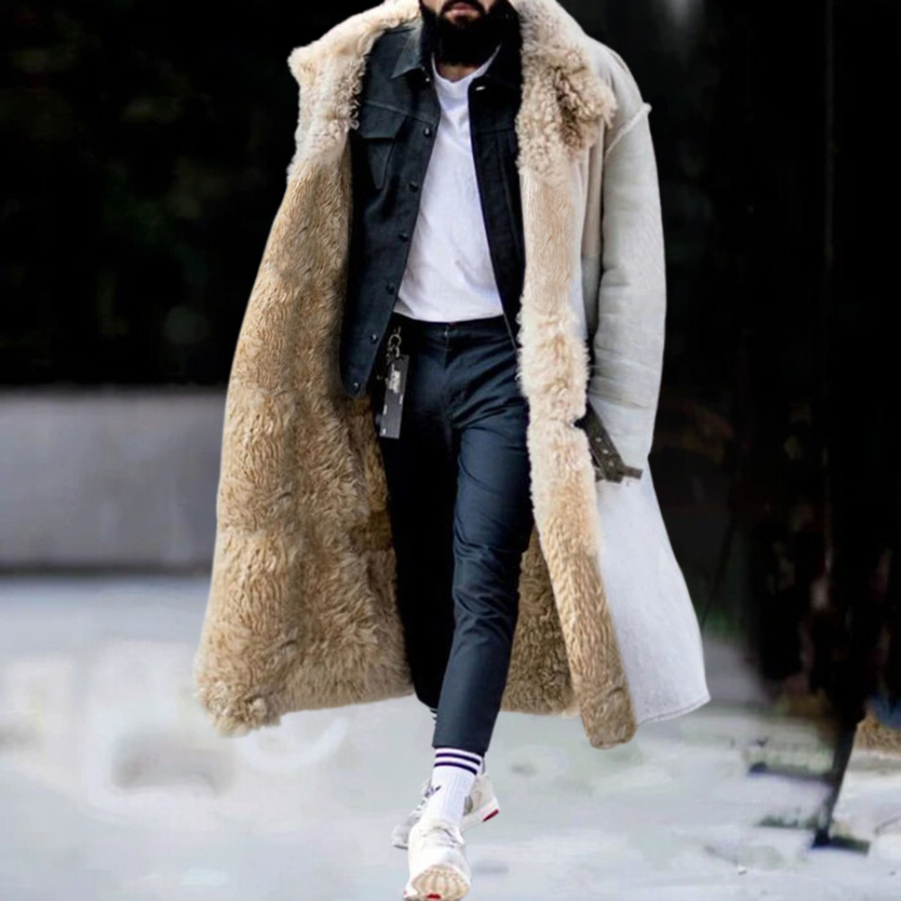 Trendy Long Warm Winter Coat for Men - Matteo-White-S-Nora Luxe