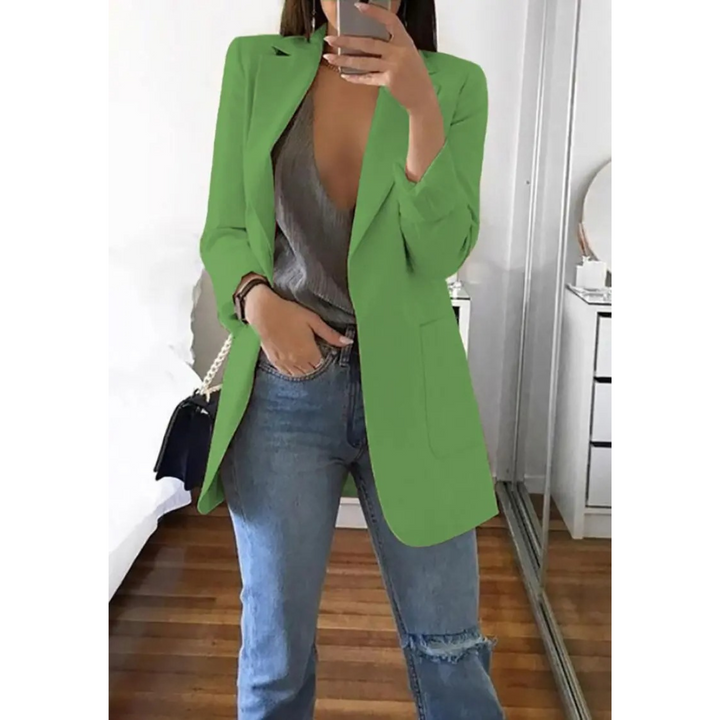 Trendy Long Women's Blazer - Valentina-Light Green-S-Nora Luxe