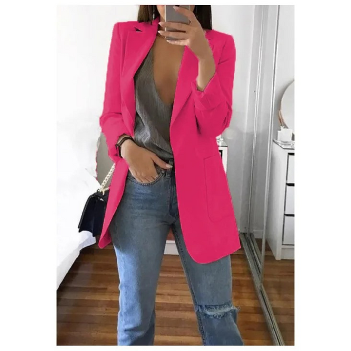 Trendy Long Women's Blazer - Valentina-Pink-S-Nora Luxe