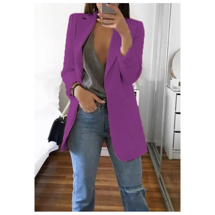 Trendy Long Women's Blazer - Valentina-Purple-S-Nora Luxe
