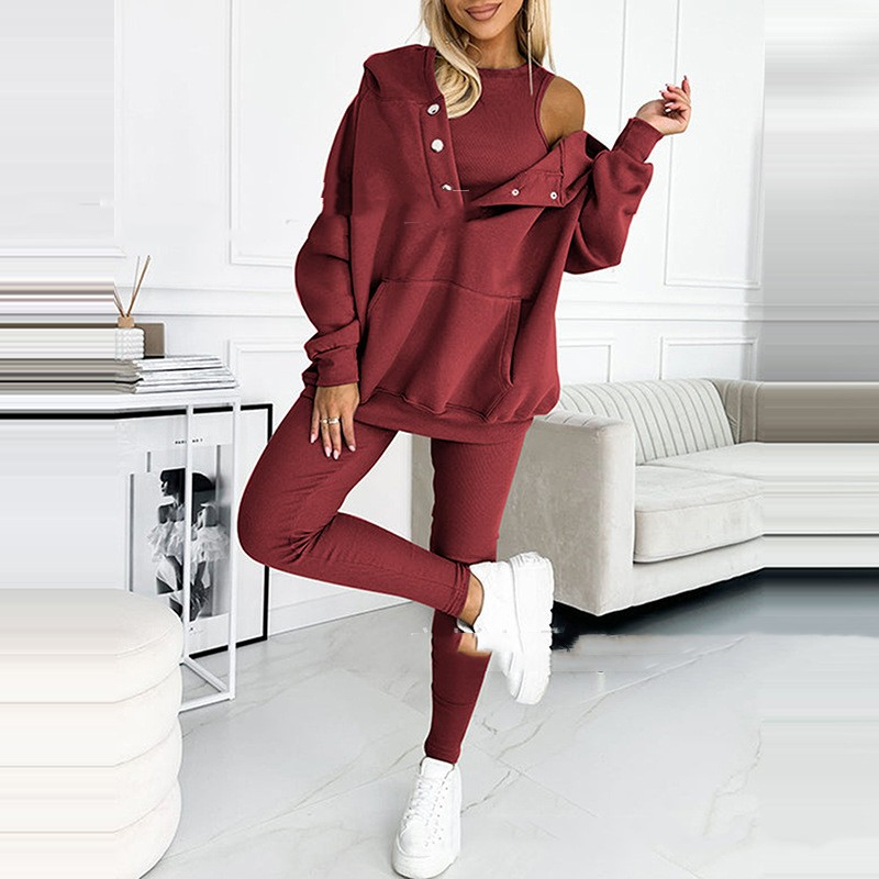 Trendy Lounge Set of 3 - Elena-Bordeaux Red-S-Nora Luxe
