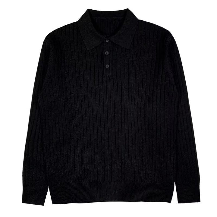 Trendy Men's Autumn Polo Sweater - Oliver-Black-S-Nora Luxe