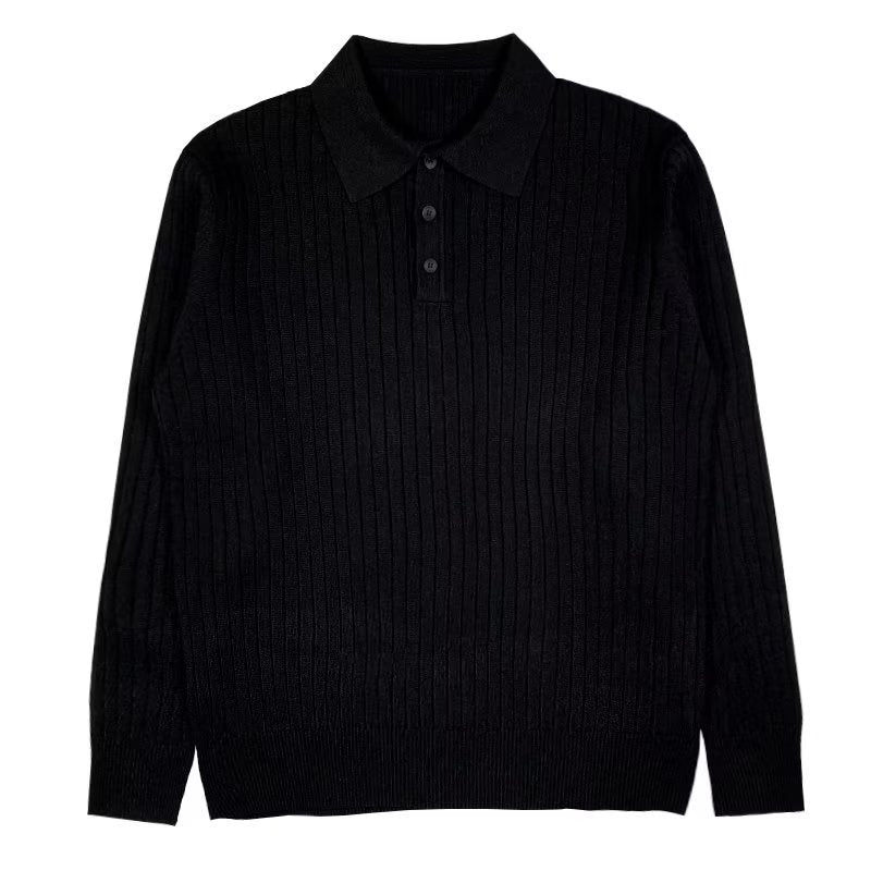 Trendy Men's Autumn Polo Sweater - Oliver-Black-S-Nora Luxe
