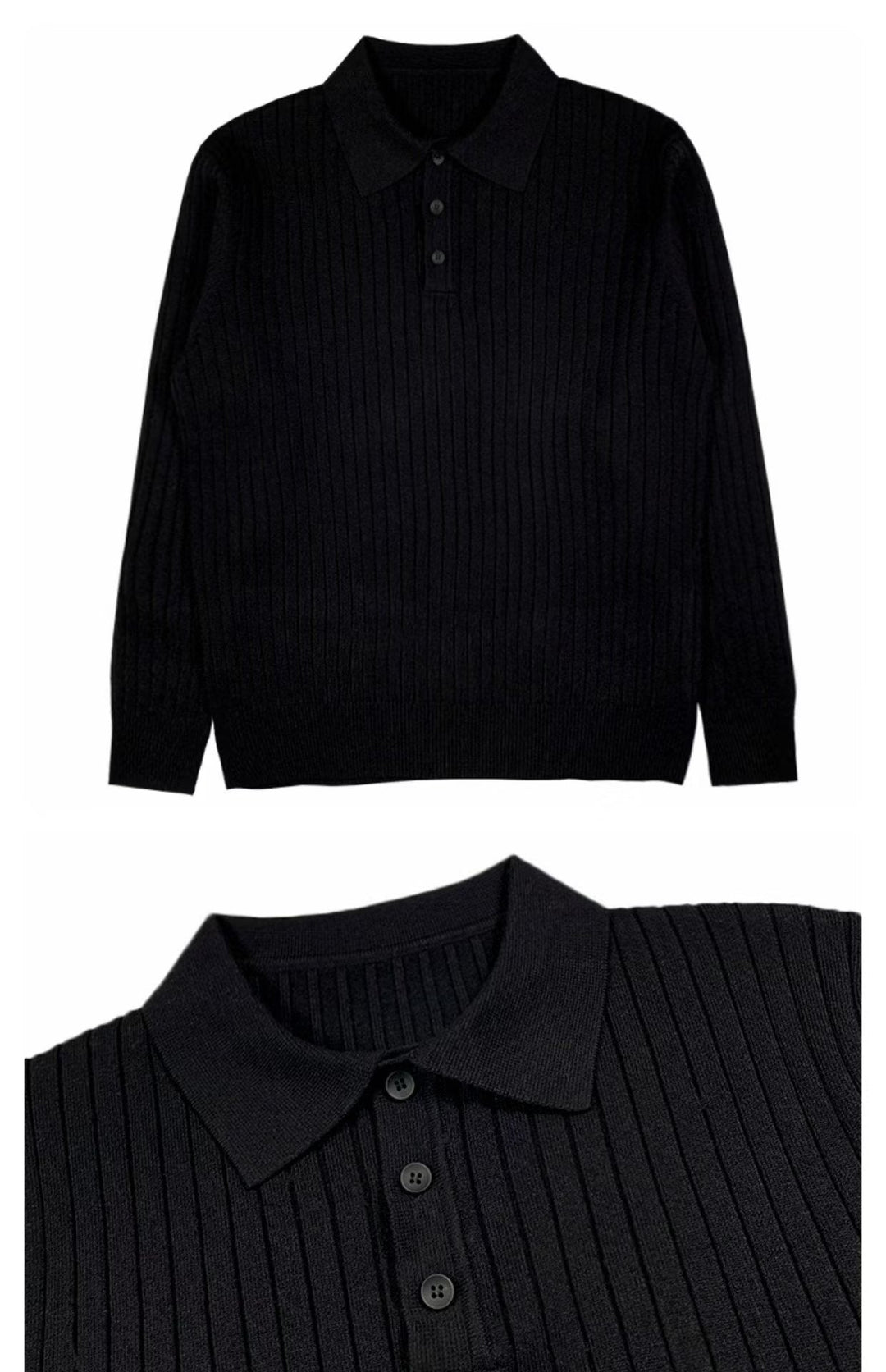 Trendy Men's Autumn Polo Sweater - Oliver-Black-S-Nora Luxe