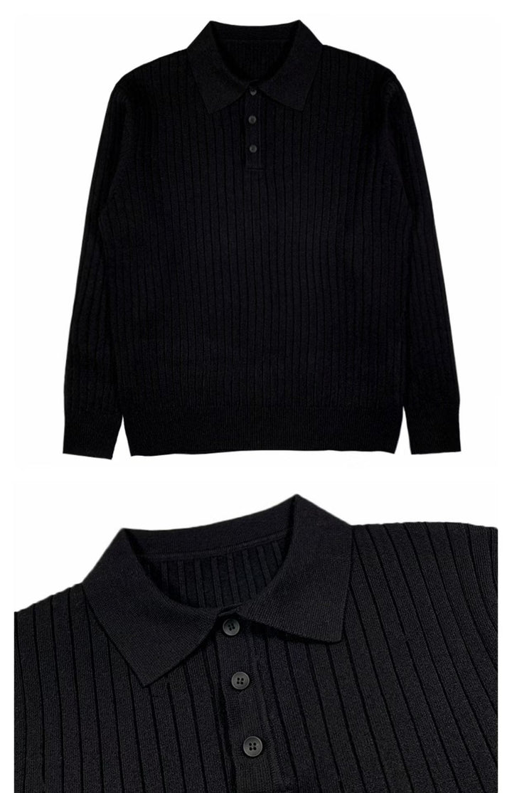 Trendy Men's Autumn Polo Sweater - Oliver-Black-S-Nora Luxe