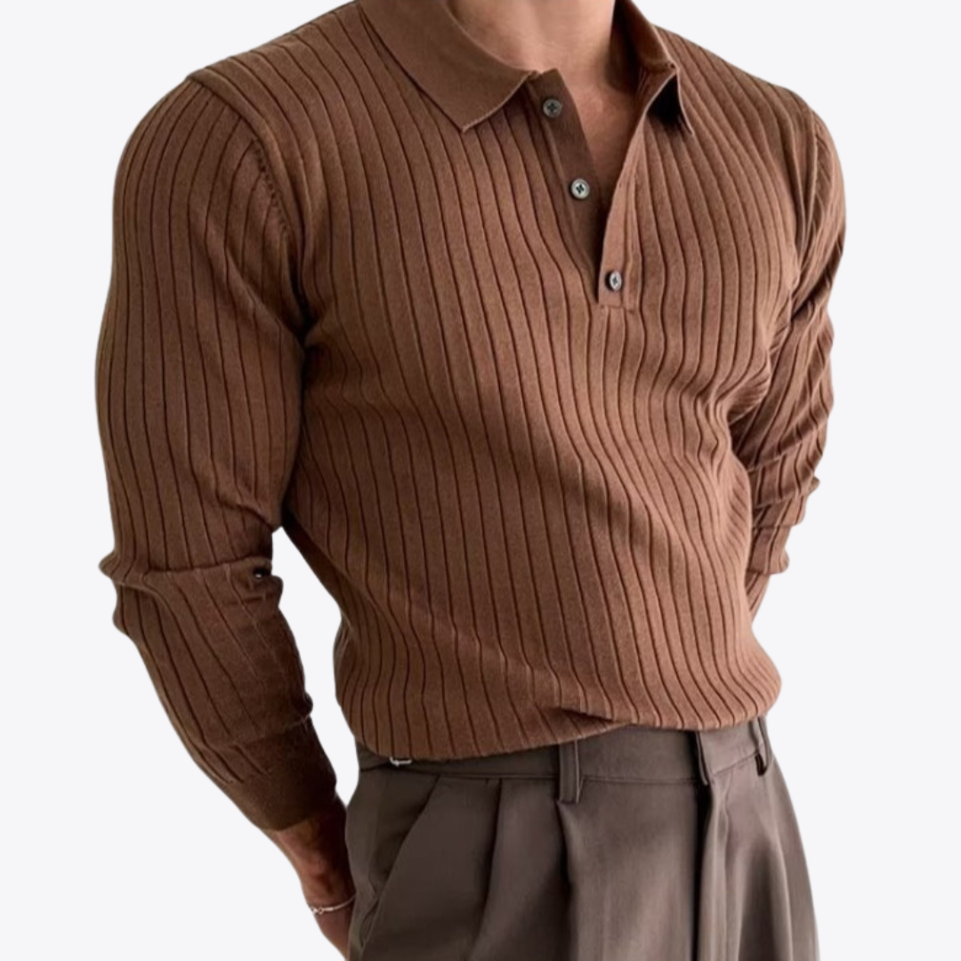 Trendy Men's Autumn Polo Sweater - Oliver-Black-S-Nora Luxe