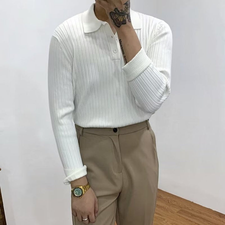 Trendy Men's Autumn Polo Sweater - Oliver-White-S-Nora Luxe