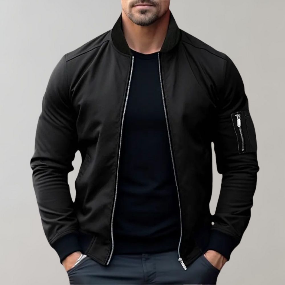 Trendy Men's Bomber Jacket - Chase-Black-M-Nora Luxe