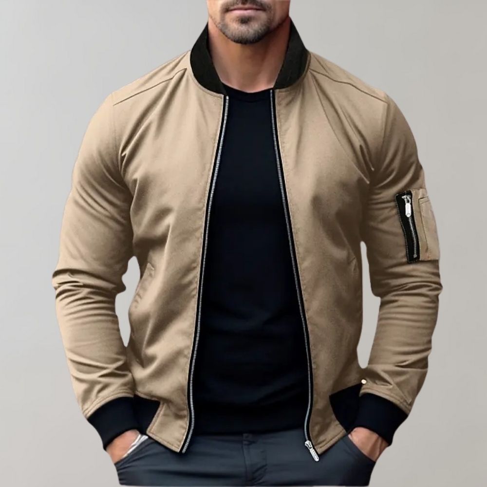 Trendy Men's Bomber Jacket - Chase-Khaki-M-Nora Luxe