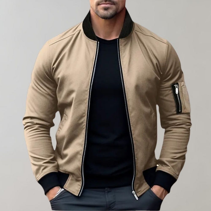 Trendy Men's Bomber Jacket - Chase-Khaki-M-Nora Luxe