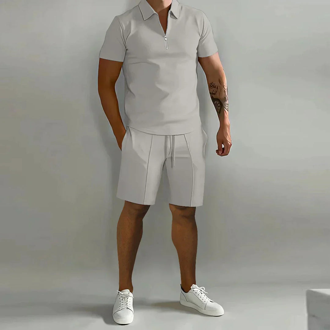 Trendy Men’s Polo Set - Milano-Light grey-S-Nora Luxe