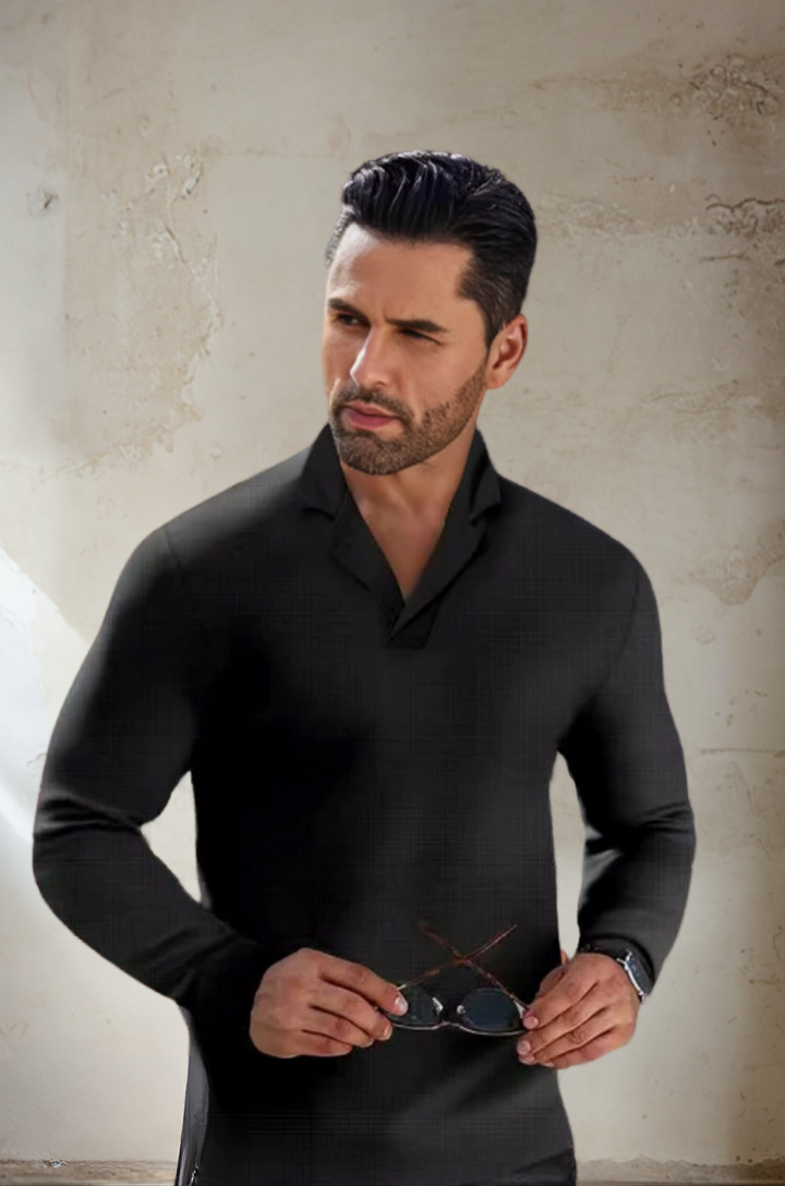 Trendy Men's Polo Sweater - Felix-Black-S-Nora Luxe