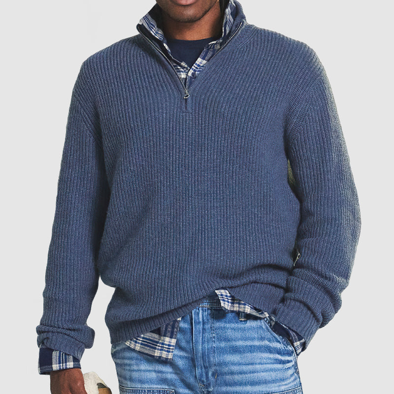 Trendy Men's Sweater - Carson-Blue-M-Nora Luxe