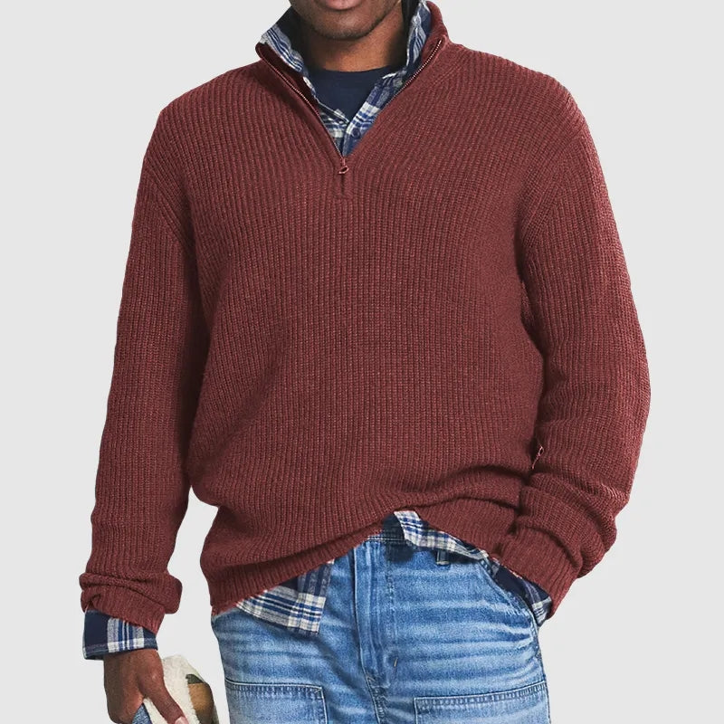 Trendy Men's Sweater - Carson-Bordeaux Red-M-Nora Luxe