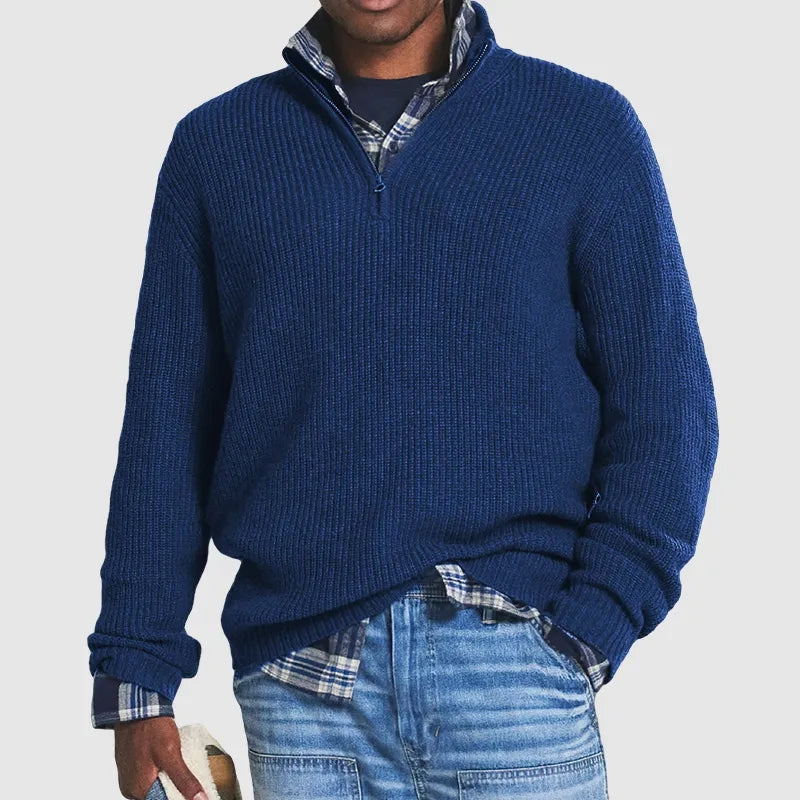 Trendy Men's Sweater - Carson-Dark Blue-M-Nora Luxe