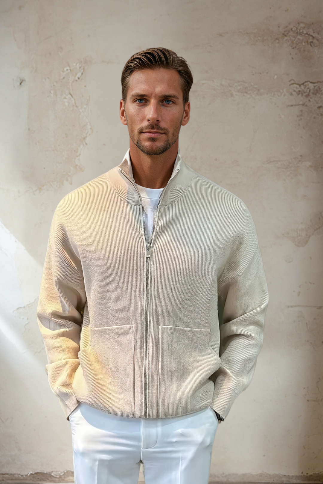 Trendy Men's Sweater - Dean-Apricot-M-Nora Luxe