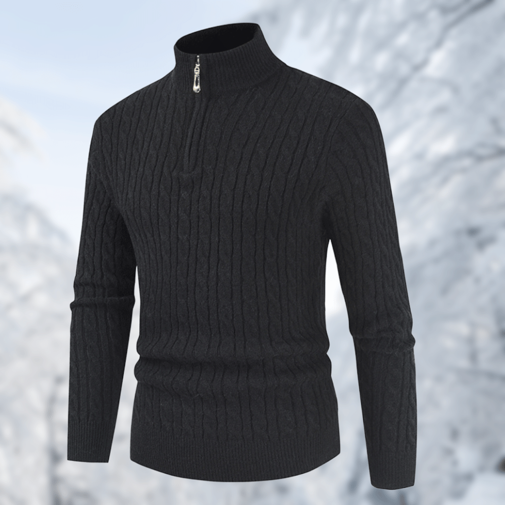 Trendy Men's Sweater with Stand-up Collar - Ruben-Black-M-Nora Luxe