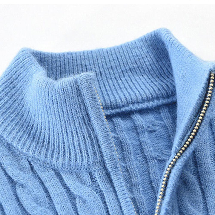 Trendy Men's Sweater with Stand-up Collar - Ruben-Blue-M-Nora Luxe