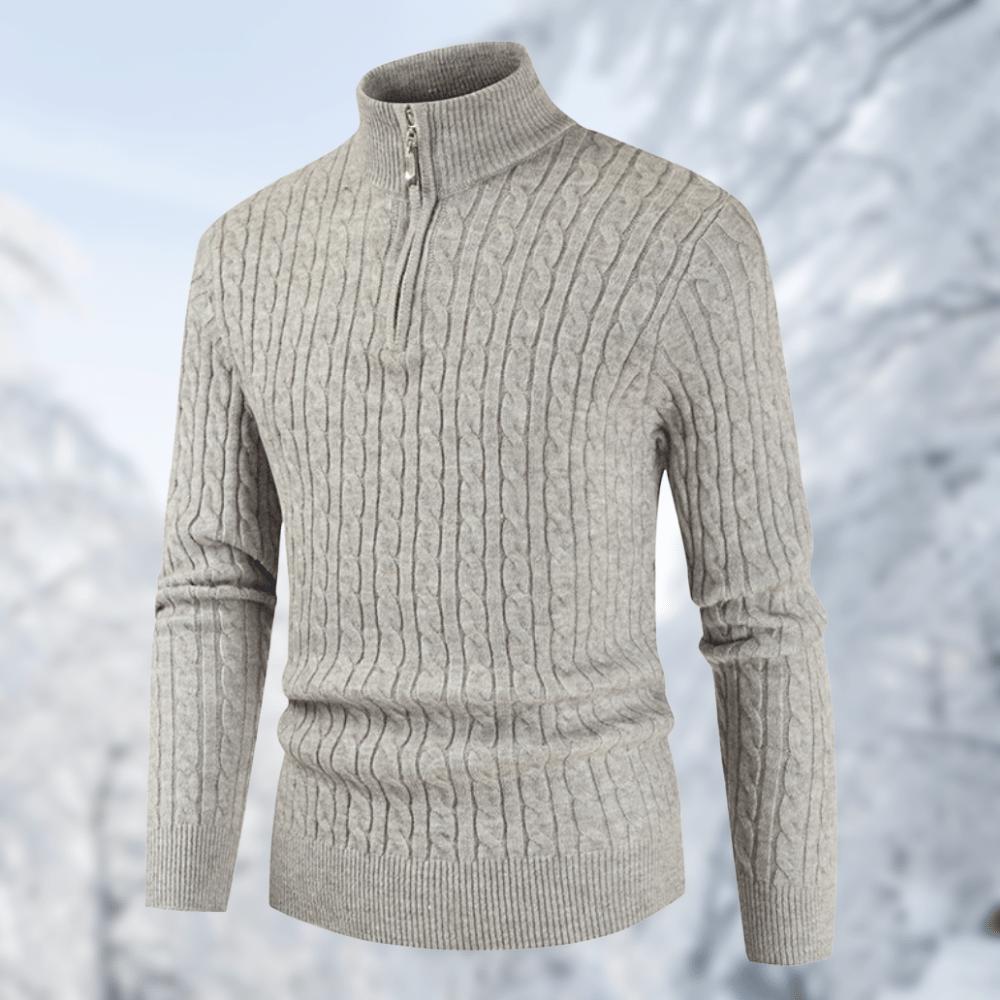 Trendy Men's Sweater with Stand-up Collar - Ruben-Gray-M-Nora Luxe