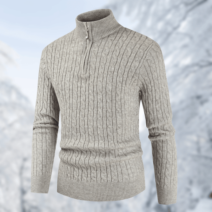 Trendy Men's Sweater with Stand-up Collar - Ruben-Gray-M-Nora Luxe