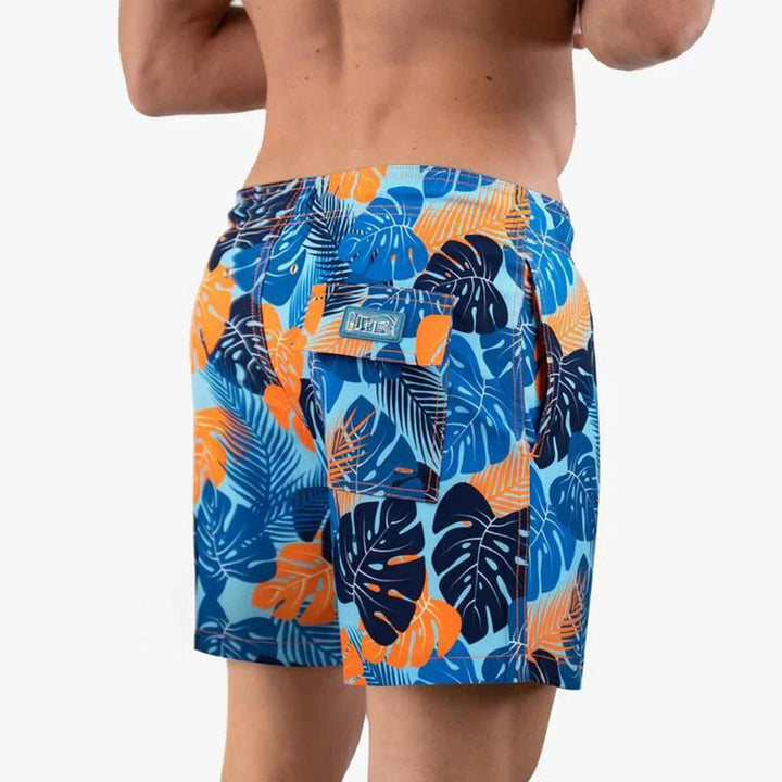 Trendy Men's Swimming Shorts with Print – Julien-Blue Palm-S-State of Style