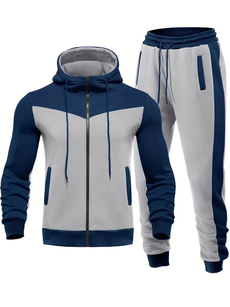 Trendy Men's Tracksuit - ProMotion-Blue and White-S-Nora Luxe