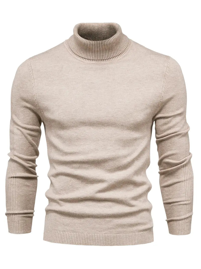 Trendy Men's Turtleneck - Lars-Beige-S-Nora Luxe