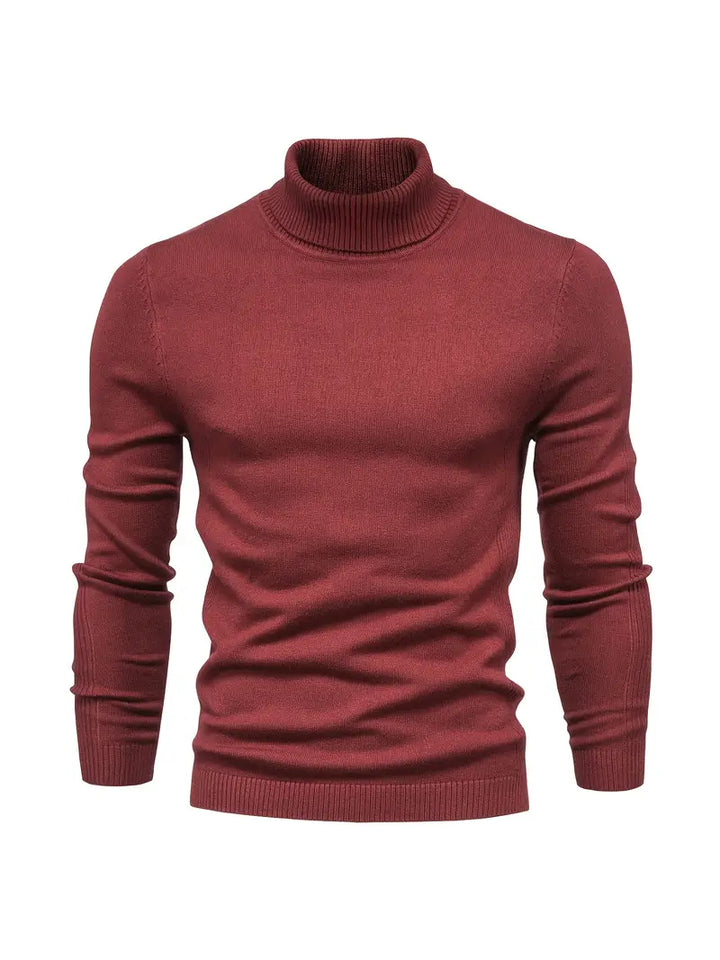 Trendy Men's Turtleneck - Lars-Bordeaux Red-S-Nora Luxe