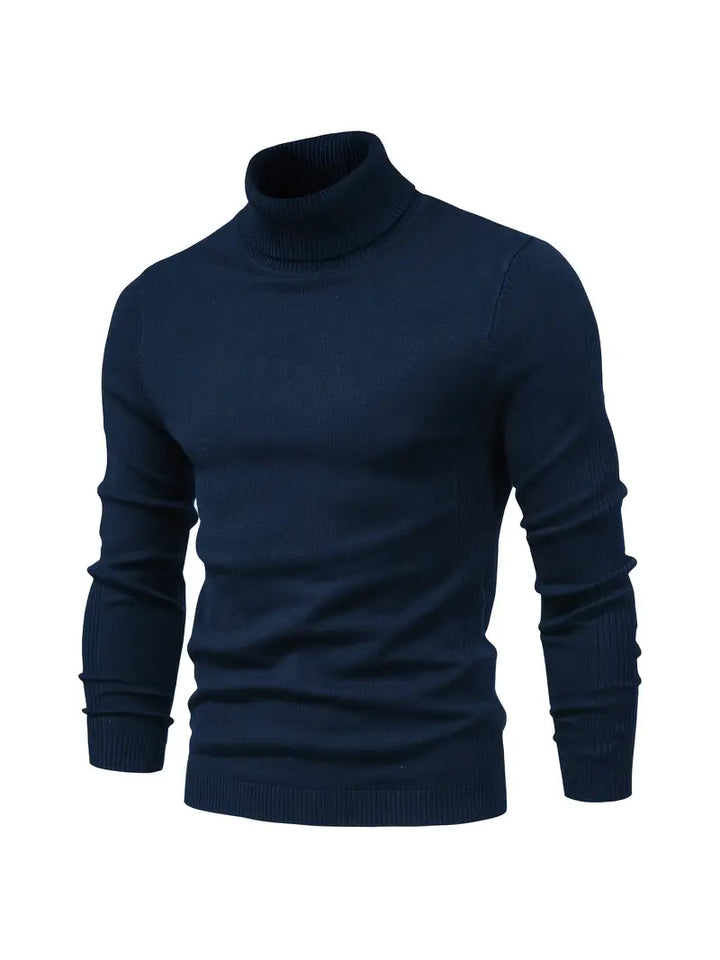 Trendy Men's Turtleneck - Lars-Marine Blue-S-Nora Luxe