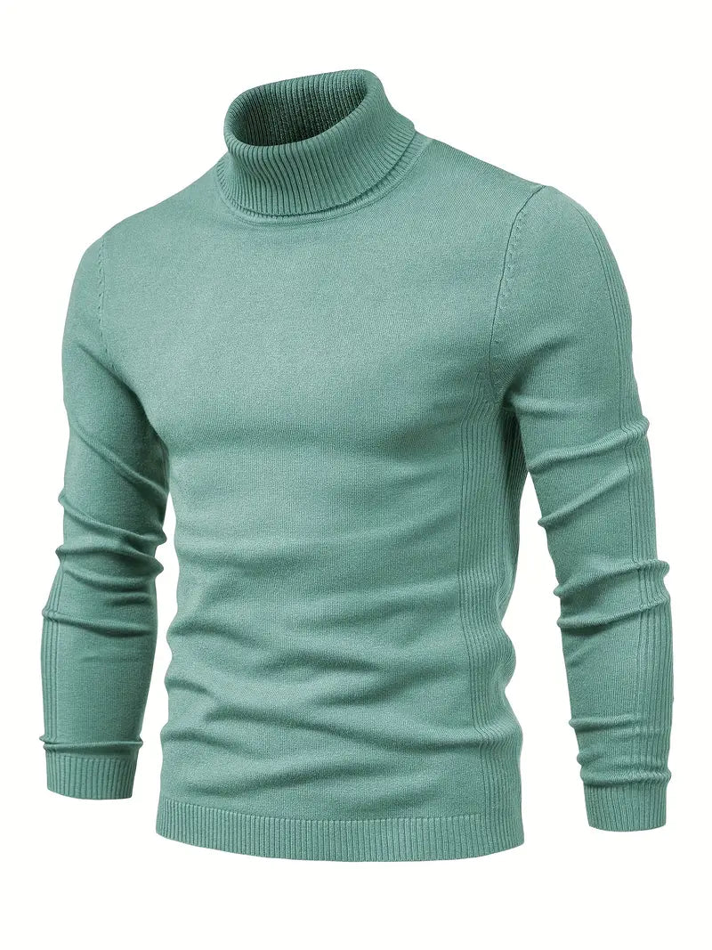 Trendy Men's Turtleneck - Lars-Mint Green-S-Nora Luxe