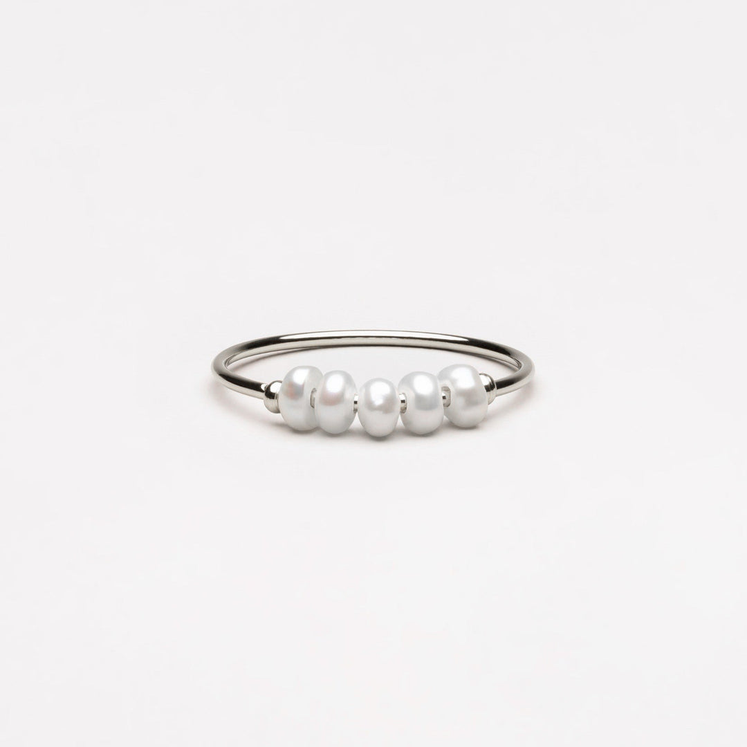 Trendy Mini Pearl Ring - Isolde-5-Silver-Nora Luxe