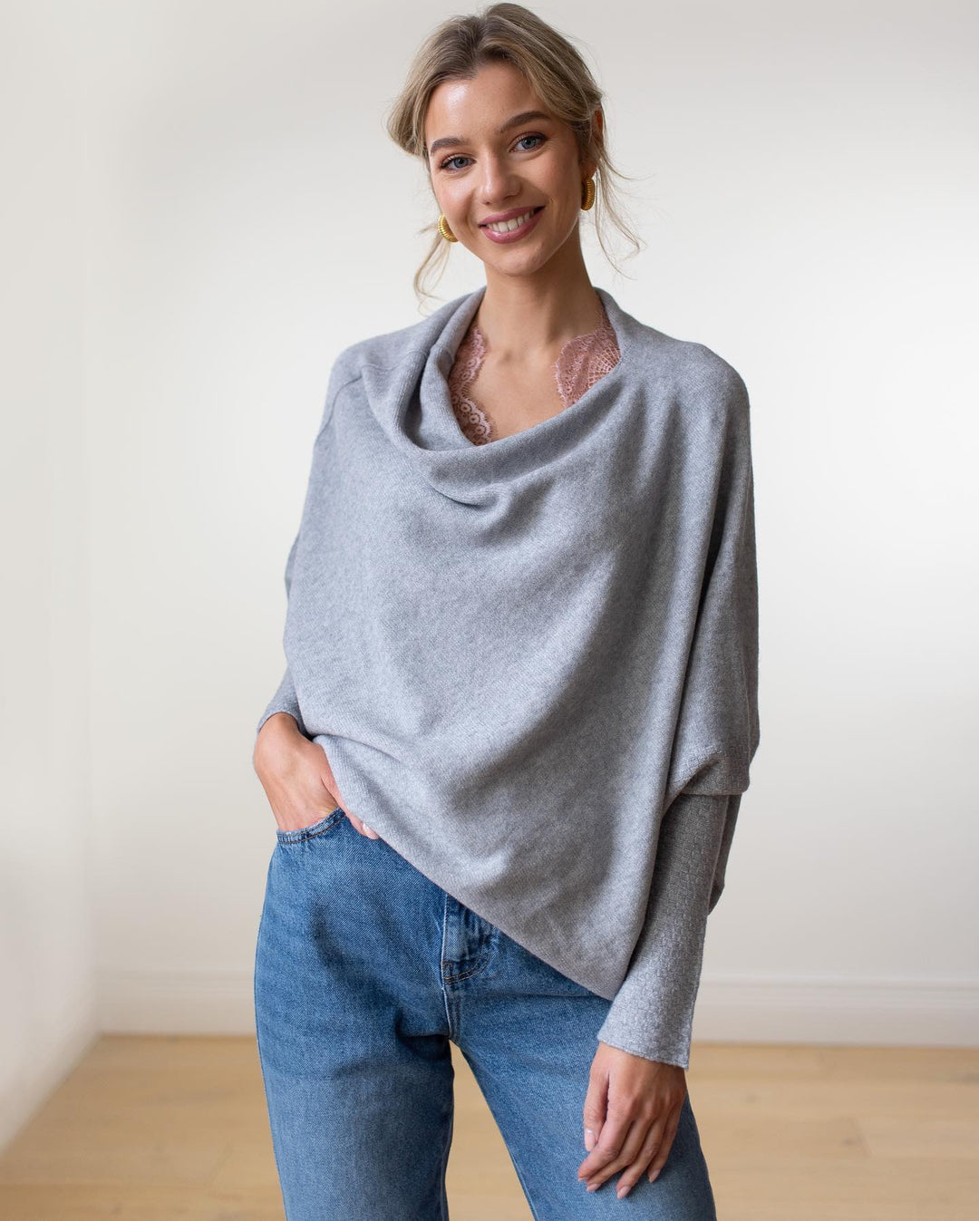 Trendy Off-Shoulder Sweater for Women - Livia-Light gray-S-Nora Luxe