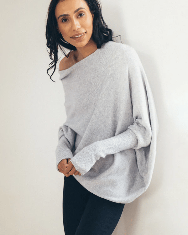 Trendy Off-Shoulder Sweater for Women - Livia-Light gray-S-Nora Luxe