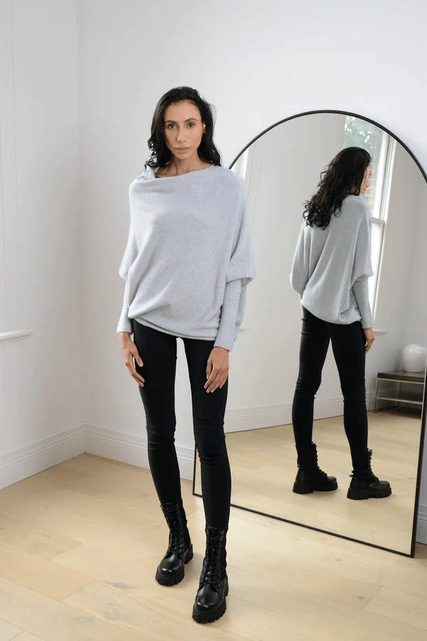 Trendy Off-Shoulder Sweater for Women - Livia-Light gray-S-Nora Luxe