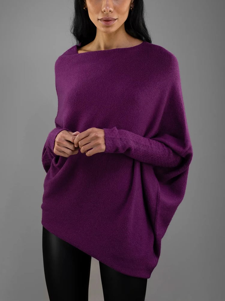 Trendy Off-Shoulder Sweater for Women - Livia-Purple-S-Nora Luxe