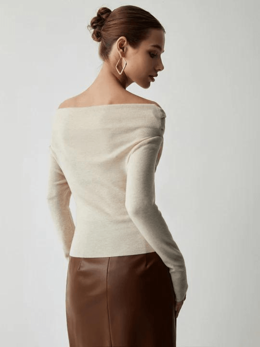 Trendy Off-Shoulder Sweater - Maria-S-Nora Luxe