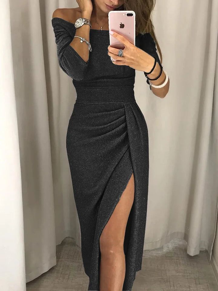 Trendy Off-the-Shoulder Dress - Livia-Black-S-Nora Luxe