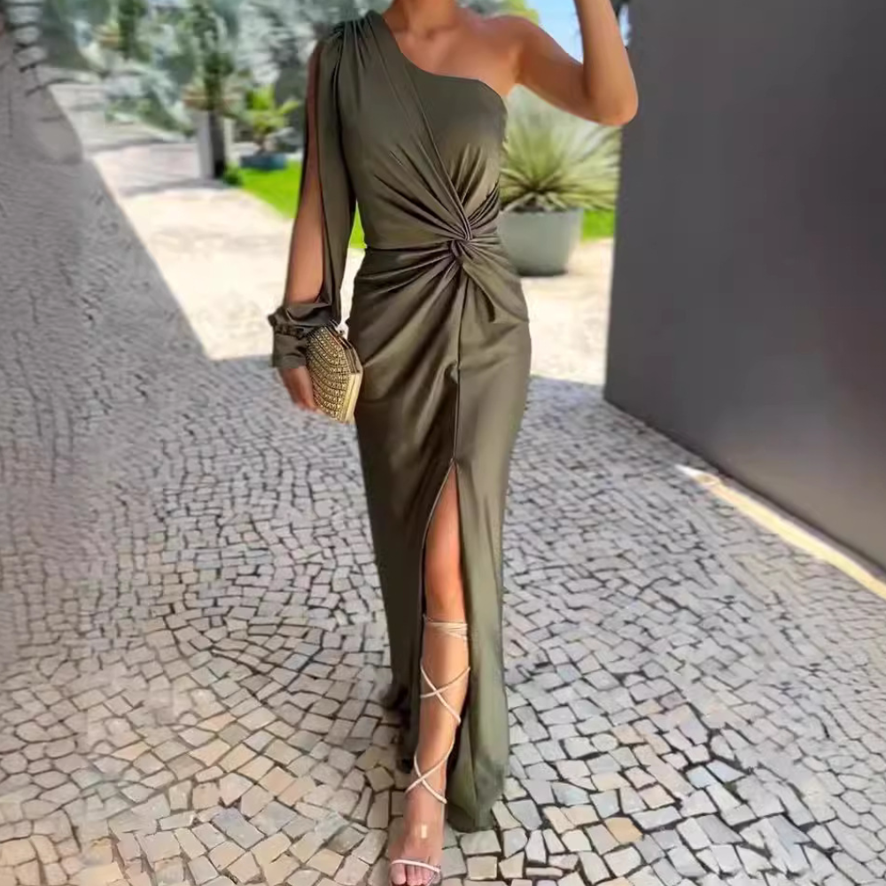 Trendy One-Shoulder Evening Dress - Luna-2XS-Nora Luxe