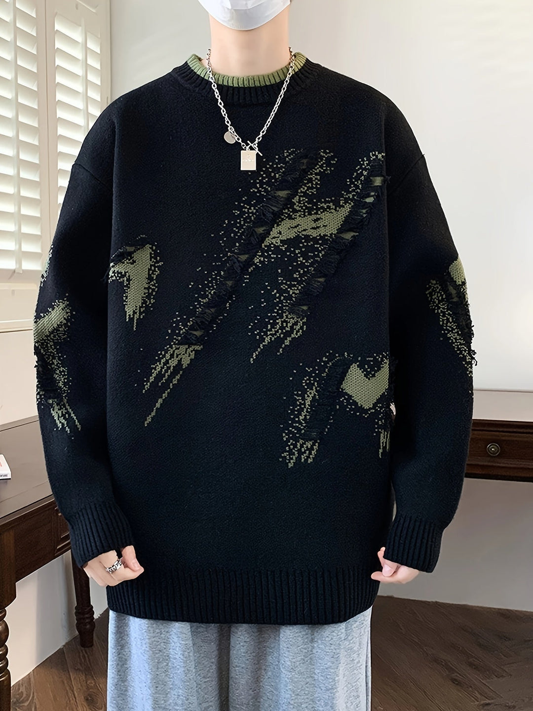 Trendy Oversized Knitted Sweater - Ethan-Light blue-XS-Nora Luxe