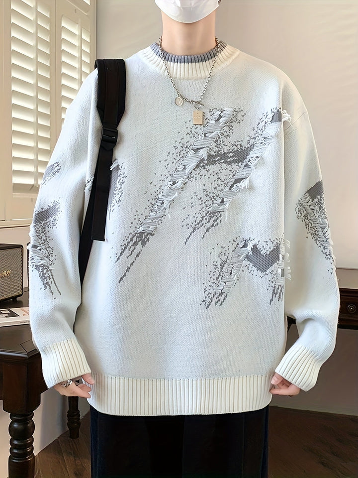 Trendy Oversized Knitted Sweater - Ethan-Light blue-XS-Nora Luxe