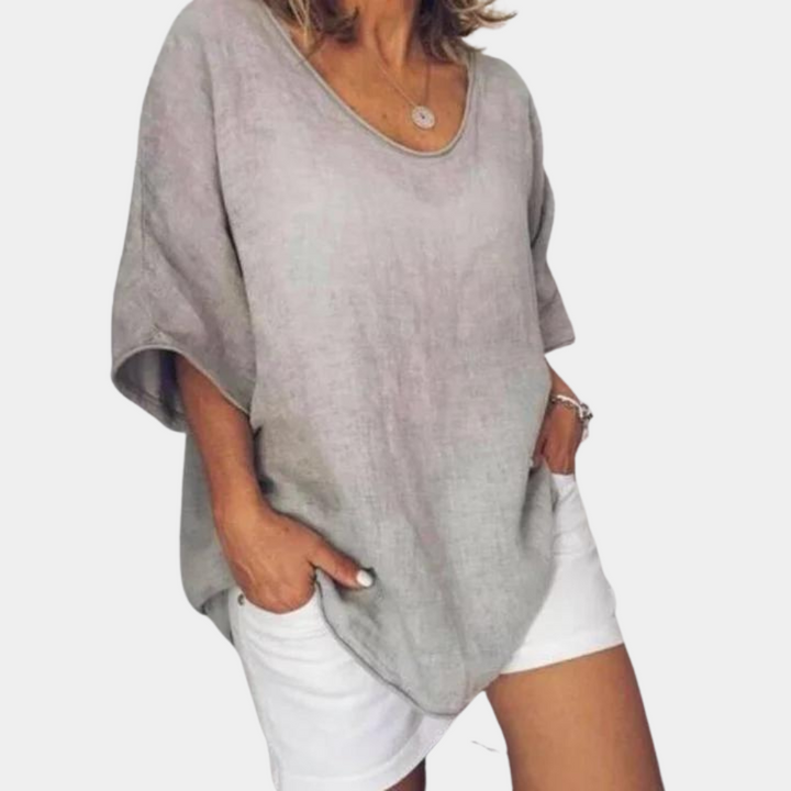 Trendy Oversized Ladies' T-Shirt – Malou-Gray-S-State of Style