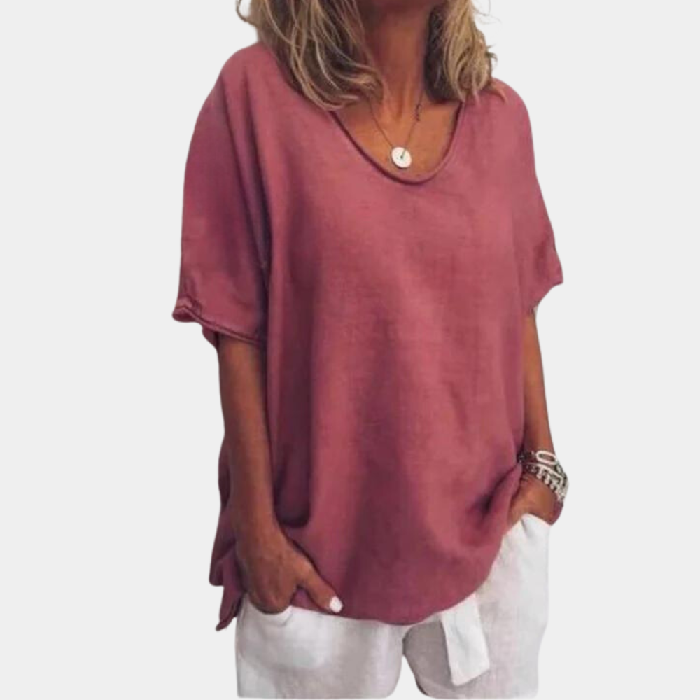 Trendy Oversized Ladies' T-Shirt – Malou-Red-S-State of Style
