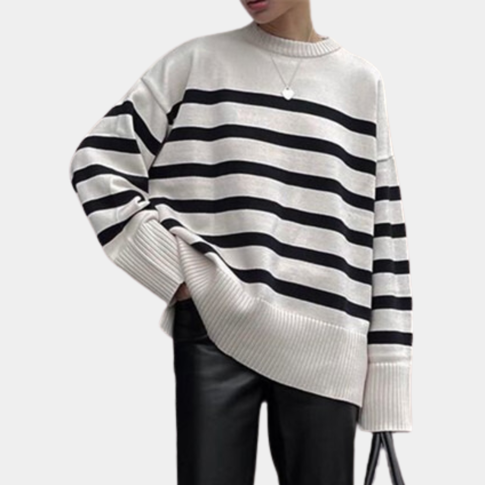 Trendy Oversized Striped Women's Sweater - Sophie-XS-Nora Luxe