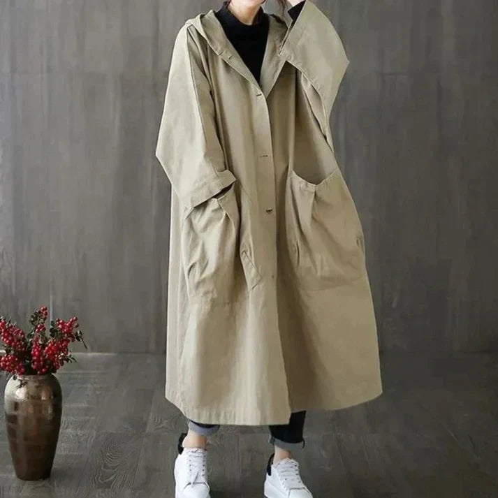 Trendy Oversized Women's Trench Coat - Maren-Khaki-The Livary