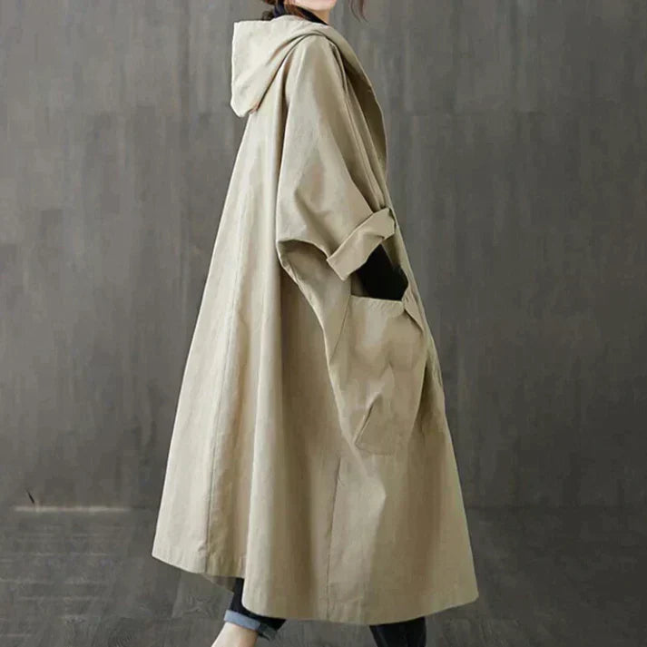 Trendy Oversized Women's Trench Coat - Maren-Khaki-The Livary
