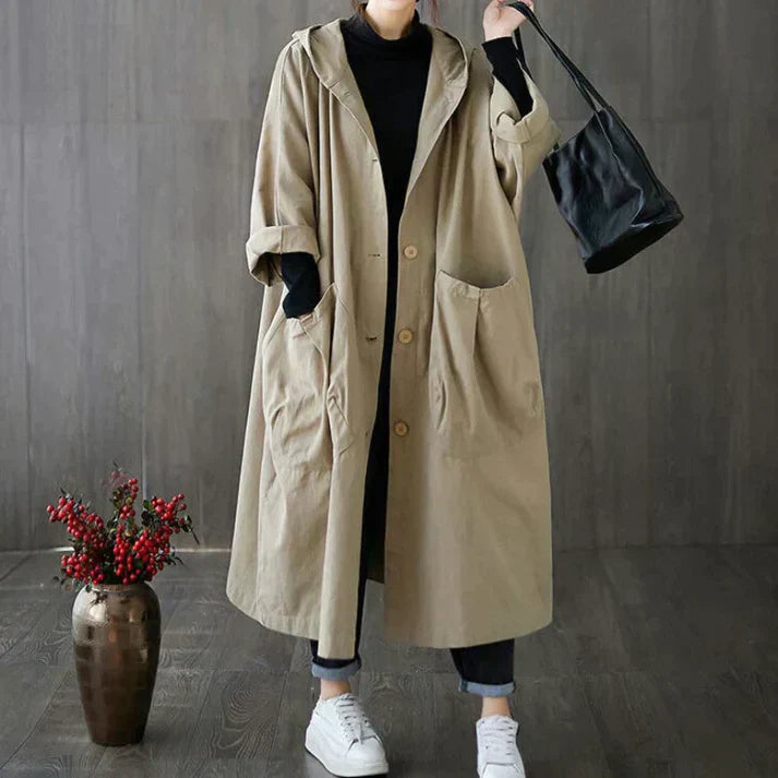 Trendy Oversized Women's Trench Coat - Maren-Khaki-The Livary