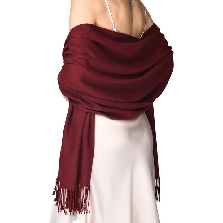 Trendy Pashmina Scarf for Women - Eleanor-Bordeaux Red-Nora Luxe