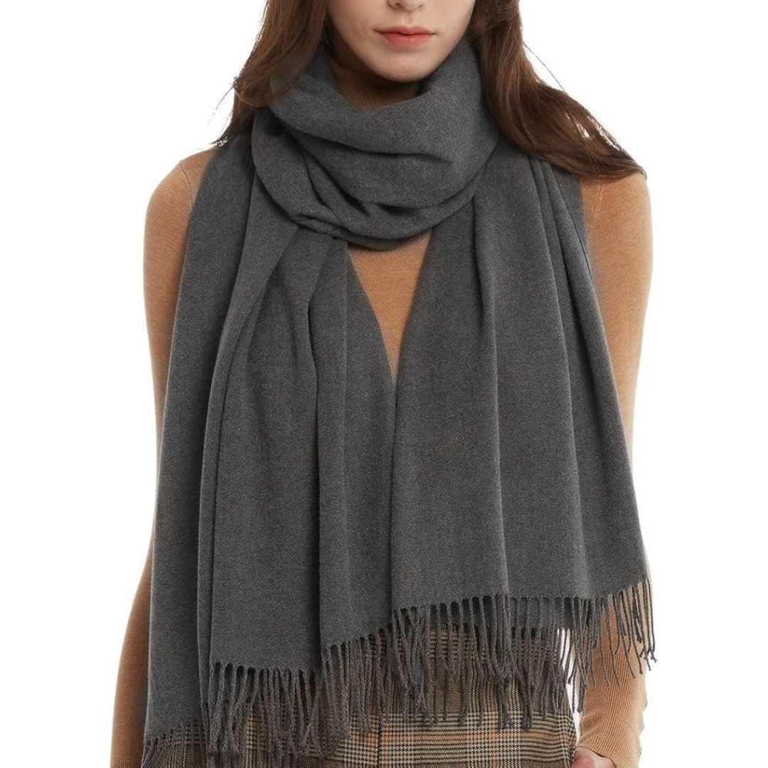 Trendy Pashmina Scarf for Women - Eleanor-Dark Gray-Nora Luxe