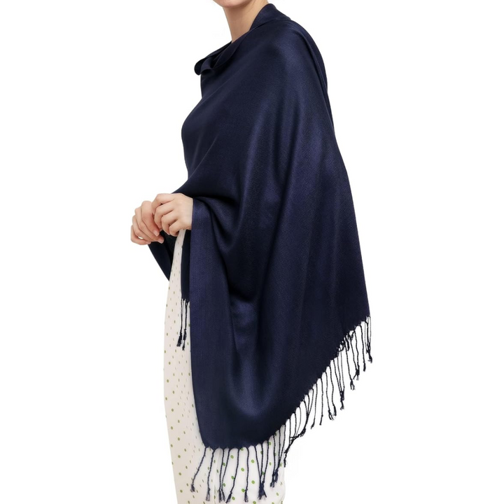 Trendy Pashmina Scarf for Women - Eleanor-Marine Blue-Nora Luxe