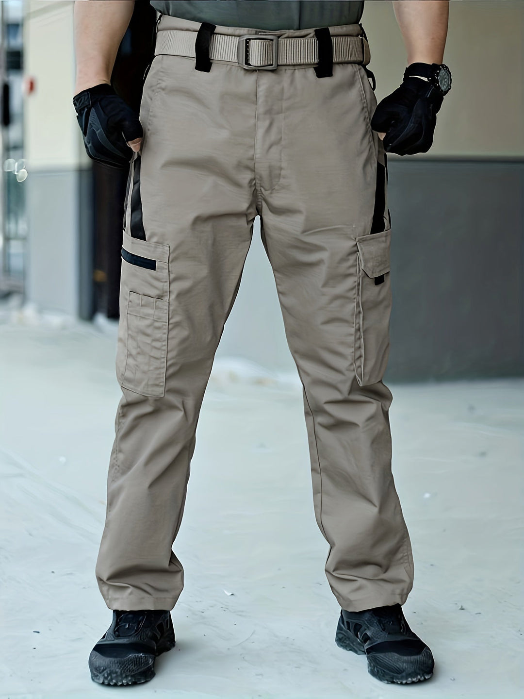 Trendy Plain Men's Cargo Trousers - Lars-Gray-S-Nora Luxe
